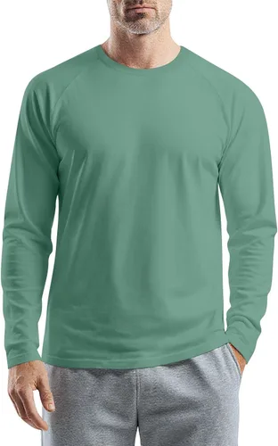 Vista 33 de Camisetas para hombre, manga larga, color sólido, cuello redondo, camisetas básicas informales, M-3XL