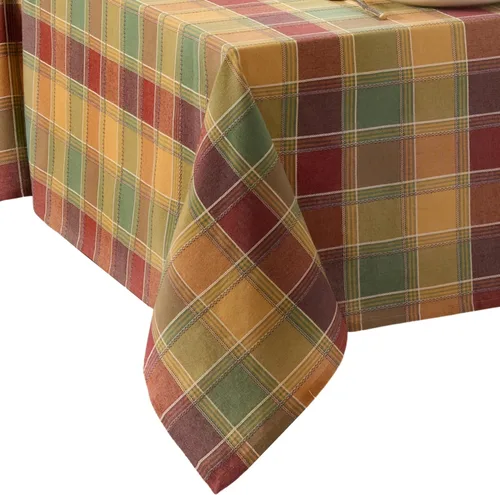 Vista 6 de Threadmade Mantel a cuadros Autumn Acres, multicolor - 70 pulgadas de ancho x 70 pulgadas de largo, redondo