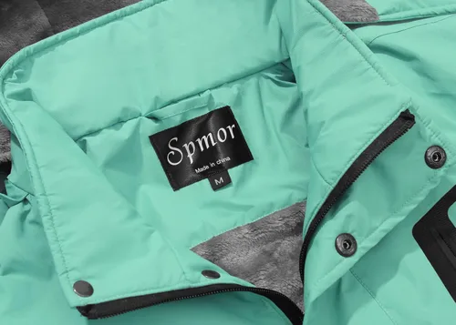 Vista 4 de Spmor - Chaqueta de esquí impermeable para mujer, para montaña, lluvia, abrigo de invierno, a prueba de viento, con capucha