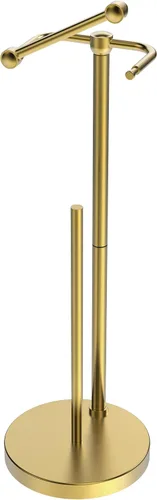 Vista 16 de RARXTR Soporte de papel higiénico negro y dorado SUS304 de acero inoxidable con doble poste pivotante, soporte de papel higiénico montado