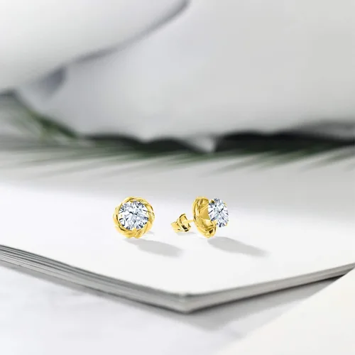 Vista 81 de Gem Stone King Aretes de plata de ley 925 de 0.236 in con piedra natal redonda para mujer