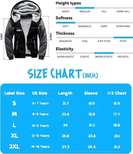Vista 5 de GEEK LIGHTING Sudadera con capucha y forro de sherpa para niños, sudadera de forro polar con cremallera completa