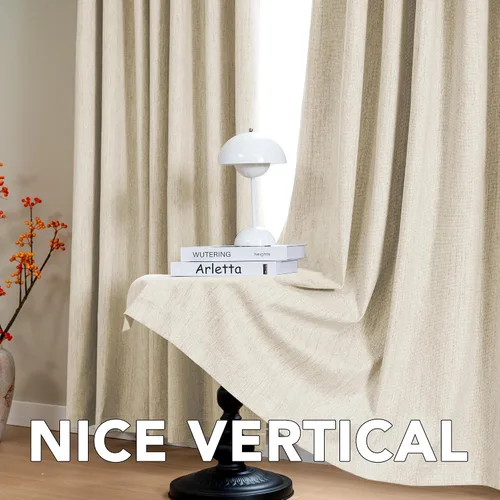 Vista 9 de H.VERSAILTEX Cortinas opacas plisadas completas de lino con mezcla de felpilla de 84 pulgadas, 2 paneles para dormitorio, aislamiento térmico