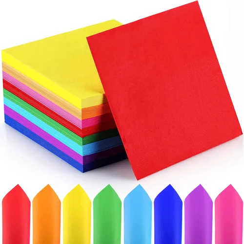 Vista 8 de Sherr 240 servilletas de almuerzo multicolor desechables arco iris, suministros para fiestas, papel neón pastel, servilletas de cóctel de 2 capas