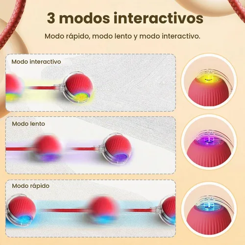 Vista 5 de Pelota de Gato Interactiva, Nuevas Bolas de Gato con Movimiento de Agilidad, Juguetes Automáticos de Bola para Gato con Cordón Imitación de Ratón