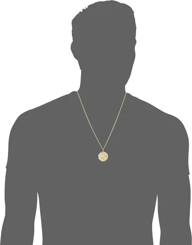 Vista 2 de Tienda Essentials Medalla de brújula redonda de San Cristóbal con relleno de oro de 14 quilates para hombre con cadena de acero inoxidable