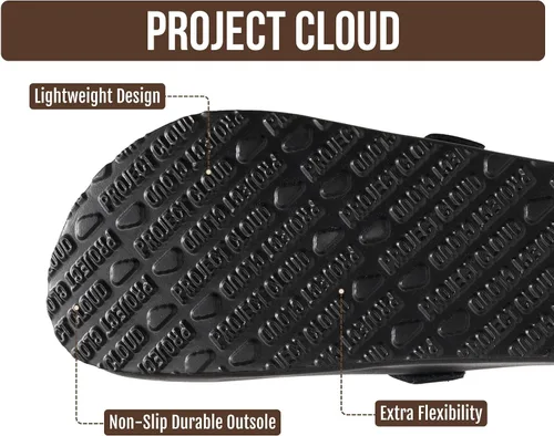 Vista 5 de Zuecos de cuero genuino 100% de grano completo para hombres - Zapatos de Negro