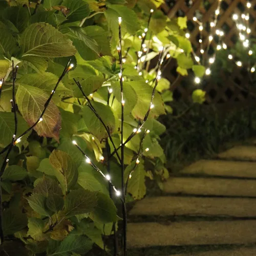 Vista 6 de EAMBRITE Paquete de 3 Luces de Sendero de Ramas de Ramitas Iluminadas Marrones con Ramas de 30" y 60 Bombillas LED Blanco Cálido para Exterior e