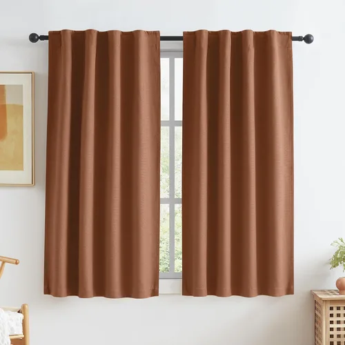 Vista 15 de KEQIAOSUOCAI - Cortinas opacas naturales de 108 pulgadas de largo, cortinas modernas con pestaña trasera, paneles plisados para sistema de cortina
