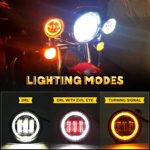 Vista 2 de LX-LIGHT lámparas Cree LED para niebla, 2 unidades, cromadas, de 4.5 pulgadas para motocicletas Harley Davidson