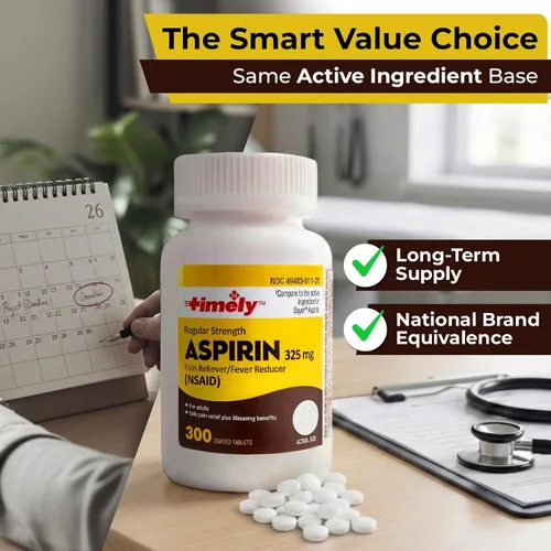 Vista 4 de Time-Cap-Labs - 300 unidades de aspirina de fuerza regular de 325 mg para adultos, en comparación con Bayer, tabletas de aspirina de fuerza regular