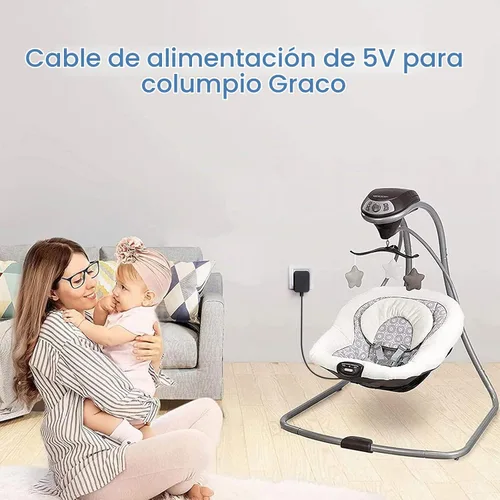 Vista 5 de Cable de alimentación para Graco DuetSoothe, columpio de bebé Simple Sway Negro