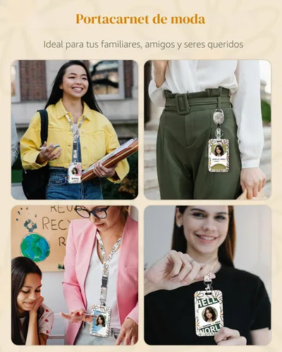 Vista 8 de Uniclife Porta credenciales deslizante floral con carrete retráctil y mosquetón con clip para cordón desmontable, protector de tarjeta vertical