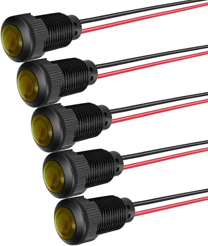 Vista 28 de Gebildet 5 piezas de luz piloto indicadora LED de plástico AC/DC 12-24V, tamaño del orificio de montaje 12 mm (rojo/naranja/azul/verde/blanco)