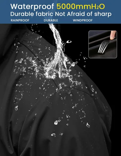 Vista 3 de COOFANDY - Impermeable largo y ligero para hombre, chaqueta con capucha para exteriores