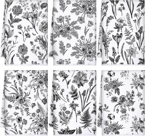 Vista 12 de Boyiee Juego de 6 toallas de cocina de ganado Highland, divertidas toallas de baño de vaca en blanco y negro, absorbentes de 24 x 16 pulgadas, lindo