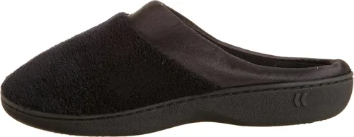 Vista 7 de Isotoner pantuflas tipo zueco con puño de satén, de algodón con bucles finos para mujer