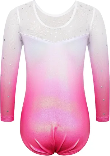 Vista 2 de TFJH E - Leotardo de gimnasia brillante de una pieza para niñas y niños