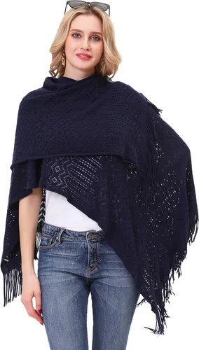 Vista 6 de Chal de punto para mujer Soul Young Ladies Fringe Knit Poncho Cardigan Capa
