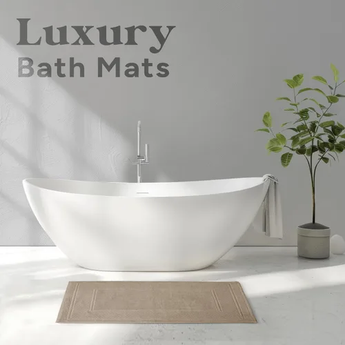 Vista 5 de Avalon Towels Juego de 2 tapetes de baño absorbentes 100% algodón, color beige, tapetes de baño de secado rápido para baños (22 x 34 pulgadas)
