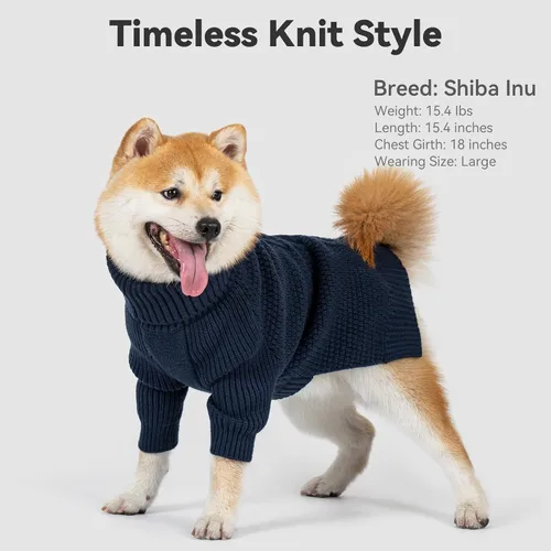 Vista 6 de cyeollo Suéter de manga larga para perro, suéter de cuello alto, ropa cálida Ultra Soft Warm Knit, Full Coverage, 4-Way Stretch for Easy Movement