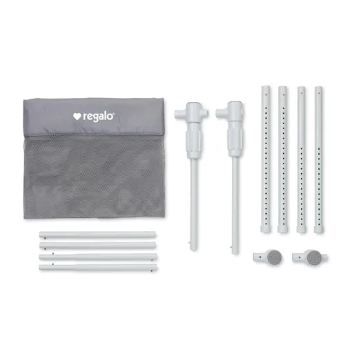 Vista 10 de Regalo Puerta de malla extensible gris extra ancha de 50 pulgadas, montada a presión, incluye parachoques de goma para proteger las paredes, gris