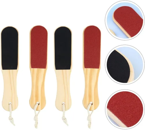 Vista 7 de 4 Pcs Double-Sided Wood Foot File Pedicure Tool Callus Remover Foot Scraper Dead Skin Remover and Heel Treatment