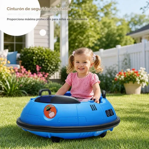 Vista 6 de Coche de parachoques eléctrico de 12 V con control remoto, cinturón de seguridad, música, luces intermitentes, giro de 360 grados, auto parachoques