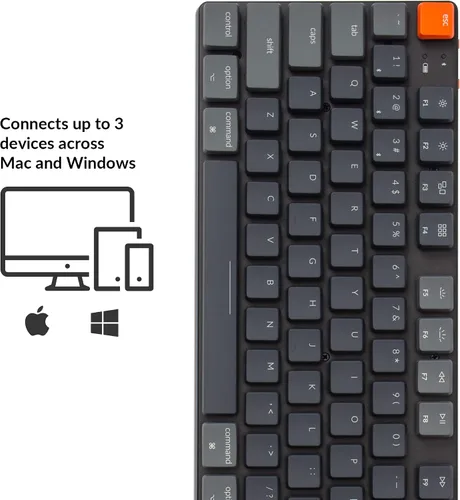 Vista 4 de Keychron K5 SE - Teclado mecánico inalámbrico ultra delgado de tamaño completo con 104 teclas intercambiables en caliente con Bluetoothcable USB