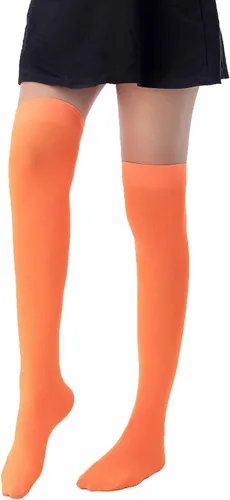 Vista 6 de AGITATESAND Calcetines altos hasta el muslo extra largos para mujer por encima de la rodilla calcetines opacos para uso diario