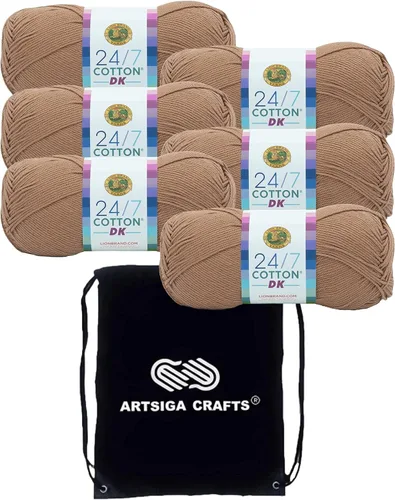 Vista 10 de Lion Brand - Hilo de algodón DK Cameo 769-101 (3 madejas, el mismo lote de tinte) DK Light Worsted #3 - Hilo de algodón para ganchillo y tejer