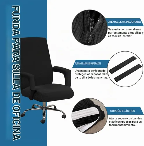 Vista 3 de H.VERSAILTEX Fundas para silla de oficina en casa, fundas elásticas para silla de escritorio de computadora, respaldo medio y alto, universal, funda
