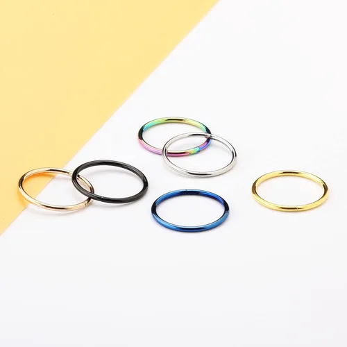 Vista 6 de RocJMWJ Anillos de nariz con bisagras de acero quirúrgico 20G 18G 16G 14G diámetro 0236in 0276in 0315in 0354in 0394in 0472in 0551in negro - plata