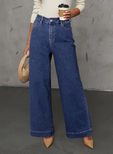 Vista 2 de Dokotoo Pantalones de mezclilla casuales de cintura alta para mujer Bluing