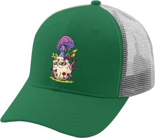 Vista 2 de Baseball Caps Human Skull and Mushroom Dad Hat, Vintage Dad Hat for Women