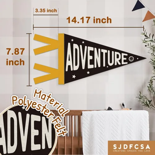 Vista 7 de Decoración de guardería para niños, letrero de aventura para colgar en la pared, decoración de pared de guardería de aventura para niños, habitación