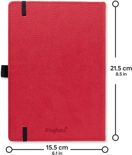 Vista 2 de Dingbats* Cuaderno de Diario Wildlife A5 - Tapa Dura de Cuero Vegano - Ideal para Trabajo, Viaje, Escritura - con Bolsillo, Cierre Elástico y rojo