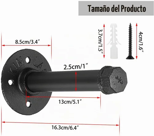 Vista 3 de Sumnacon Perchero montado en la pared para armario, 2 piezas de 6 pulgadas Negro