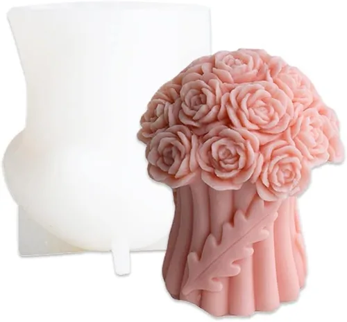 Vista 2 de Tone Fun 2 moldes de silicona en forma de corazón con forma de rosas para hacer velas, resina, velas de aromaterapia, jabón de cera hecho a mano
