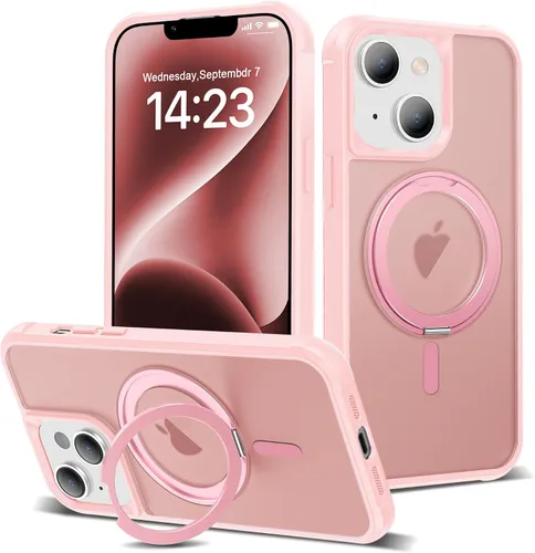 Vista 16 de Funda para iPhone 11 con soporte de anillo magnético giratorio de 360° [compatible con Mag-Safe] [Protección de grado militar] Funda translúcida