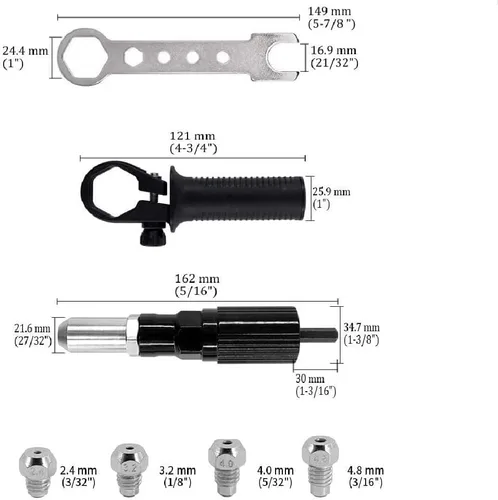 Vista 2 de Herramienta de remache pop, kit adaptador profesional de remachador inalámbrico, accesorio de taladro de tuerca remachadora para taladro eléctrico