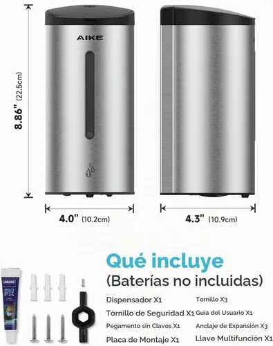Vista 7 de AIKE Dispensador de jabón automático clásico,25 oz para comercial,AK1205E Acero inoxidable cepillado