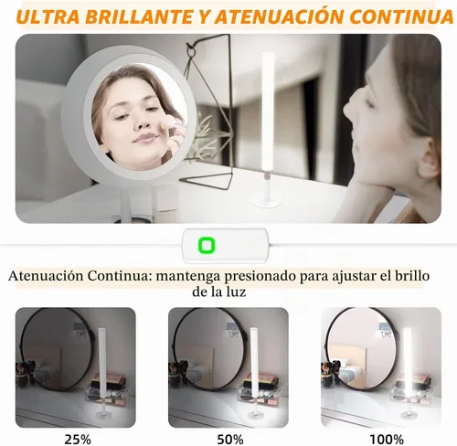 Vista 2 de MY BEAUTY LIGHT Luces LED de Tocador para Espejo, Luces de Maquillaje LED Atenuables y con Cambio de Temperatura de Color, Luz de Relleno Ajustable