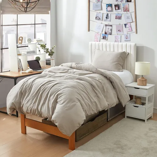 Vista 6 de Byourbed Natural Loft - Juego de edredón individual XL, color gris topo