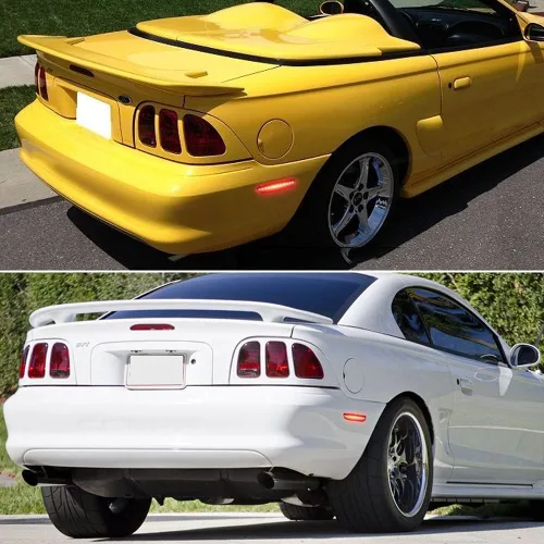 Vista 7 de Para 1994 1995 1996 1997 1998 Ford Mustang Parachoques Trasero Lateral Luces de Marcador Claro Lente Rojo Led Lámpara Luces LED rojas de lente