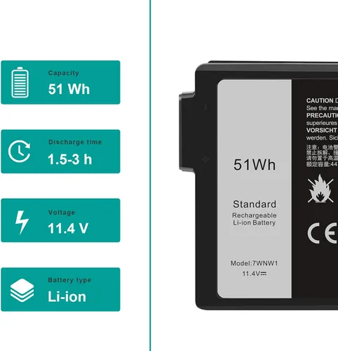 Vista 3 de 7WNW1 GK3D3 - Batería para portátil compatible con Dell Latitude 5424 5420 Rugged 7424 Extreme P85G P86G P137G P137G001 P137G002 P85G001 P86G001