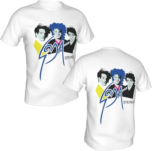Vista 6 de Soda Stereo T Shirt Mens Summer Tee Casual Short Sleeve 3D Print T-Shirts