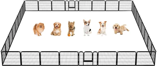 Vista 15 de Yaheetech - Corralito para perros con paneles anchos, 6 paneles de 24 pulgadas de alto con puerta, cerca portátil para interiores y exteriores