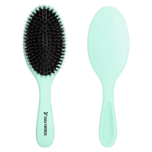 Vista 12 de Cepillo de cerdas de jabalí para mujeres, hombres y niños, cepillo desenredante para cabello grueso, adelgazamiento, seco o húmedo con alfileres