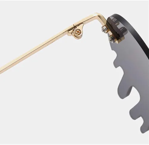 Vista 5 de Lentes de sol de corazón derretido para hombres y mujeres, sin montura, irregulares, para fiesta única, lentes de sol de metal para baile
